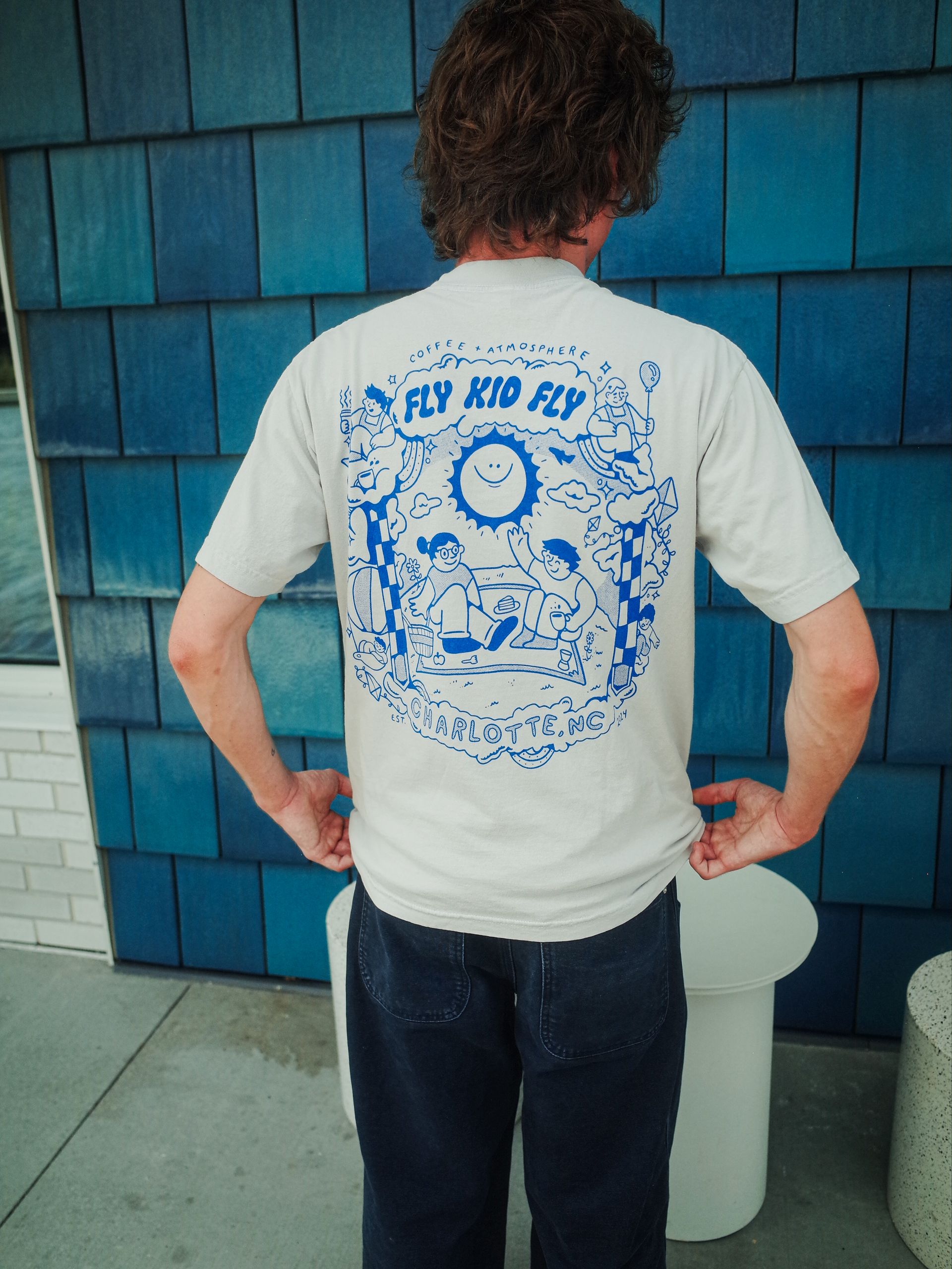 Fly Kid Fly coffee shop tee